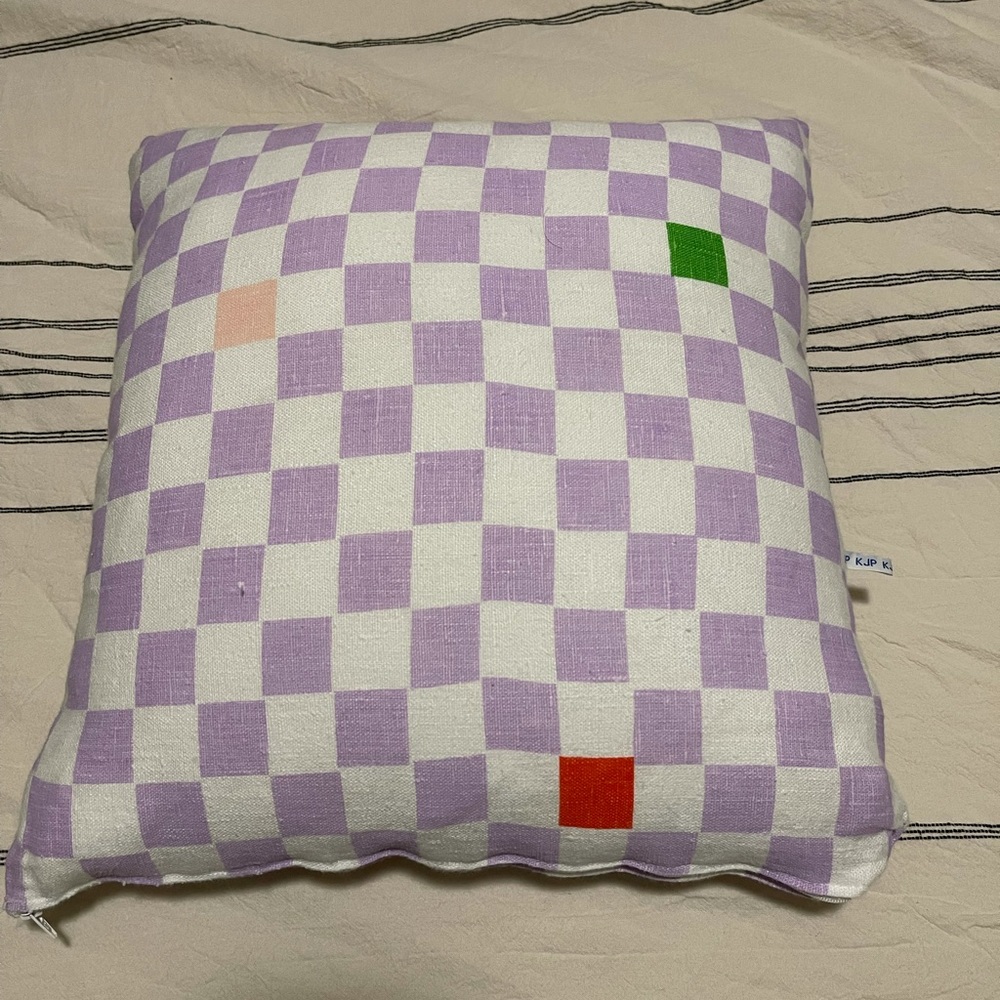 KJP Studio Linen Checker Lavender Pillow Case